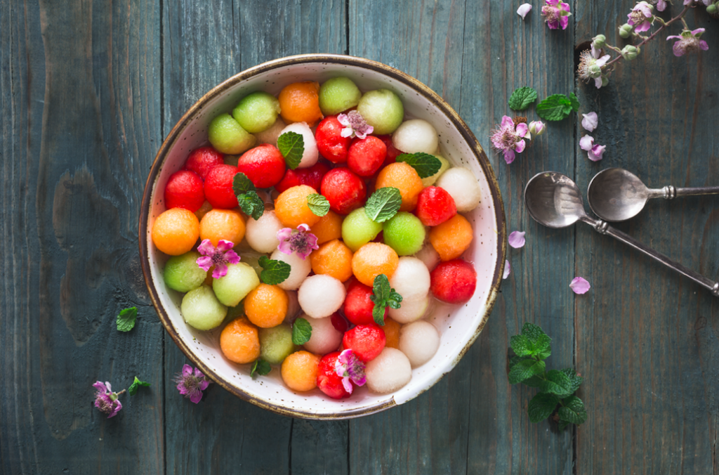 Fruit Salad Infused with French Four Spice Syrup